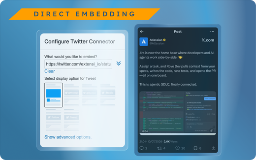 X-Connector embedding a single X post in a Confluence page